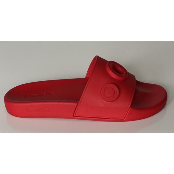 NIB $420 Burberry Eyelet Men’s Furley Bright Red Slide Sandals 9 US (42) 8053156 main image 6